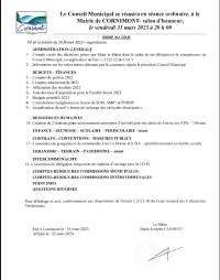Ordre du jour du conseil municipal du 31 mars 2023