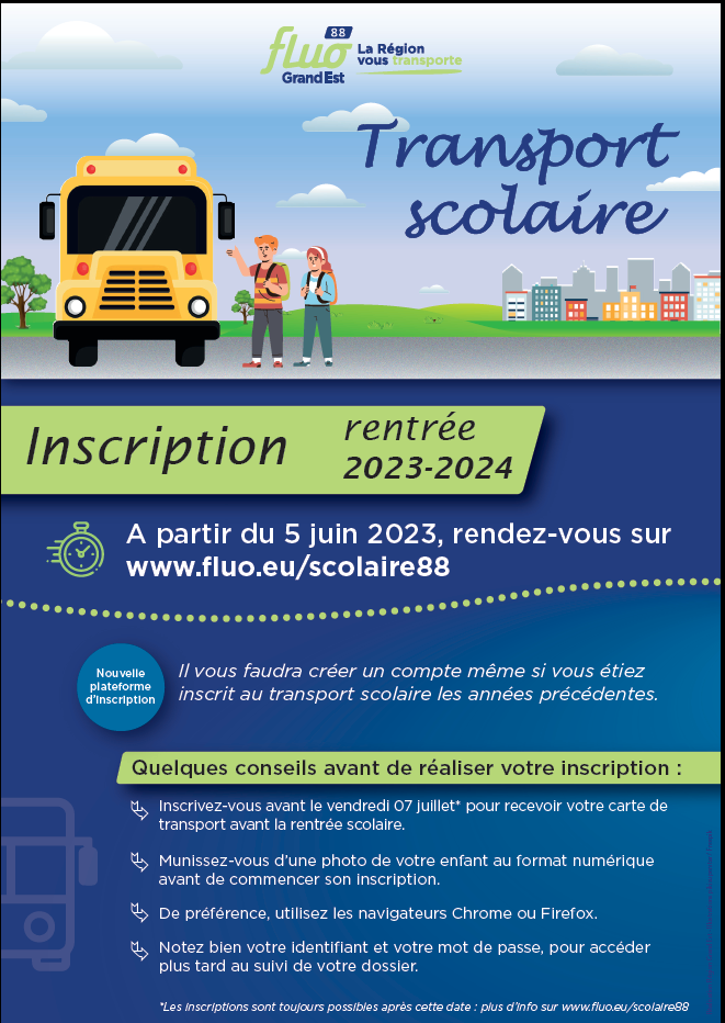 FLYER INSCRIPTIONS TRANSPORTS SCOLAIRES
