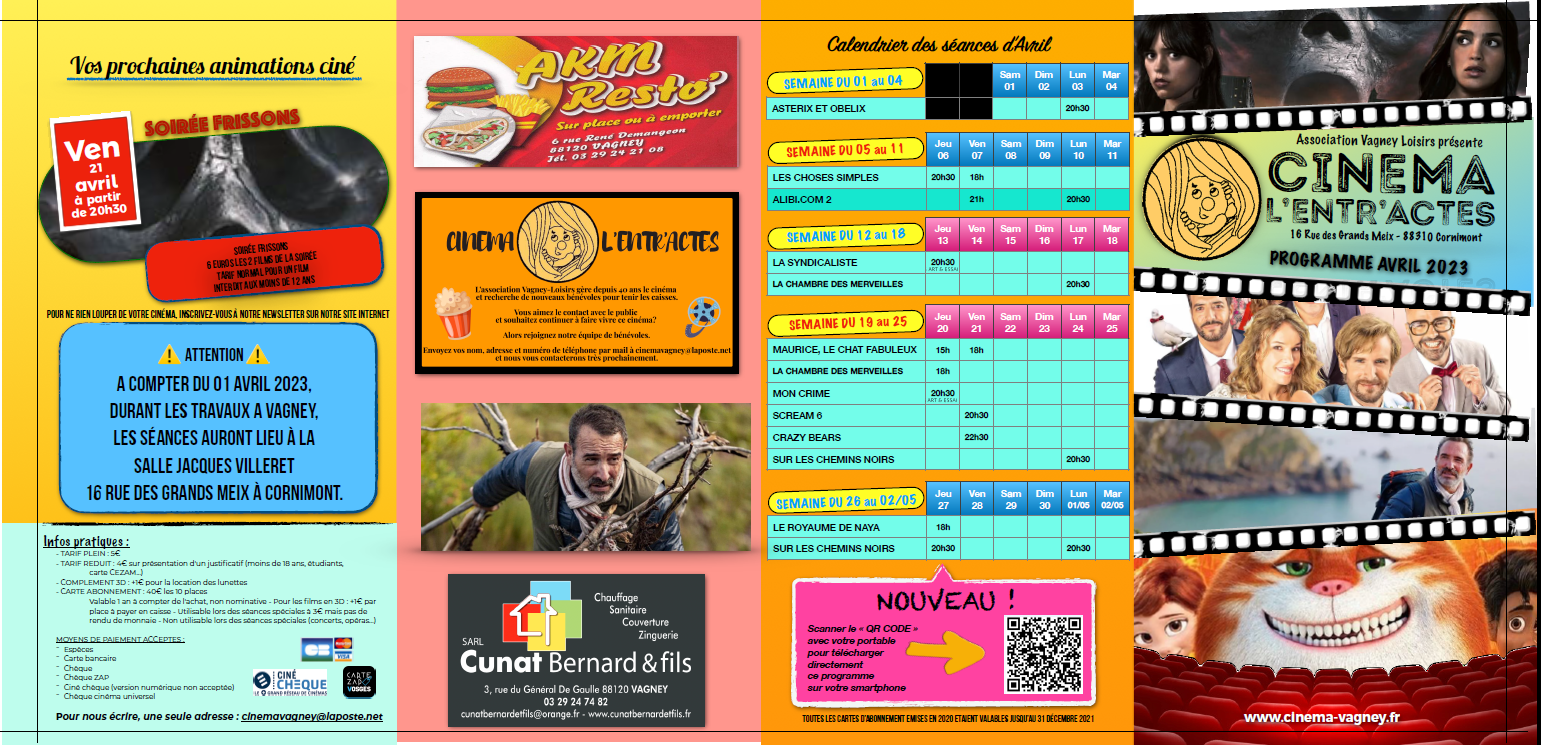 PROGRAMME CINÉMA AVRIL 2023 SUITE