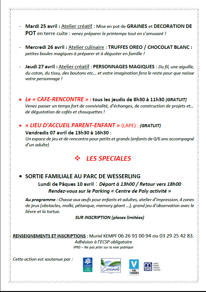 RDV FAMILLES AVRIL SUITE