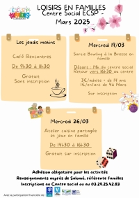 Loisirs en famille à l&#039;ECSP en mars